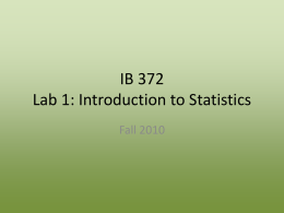 IB 372 Lab 1: Introduction to Statistics