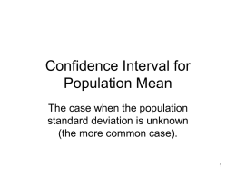 Confidence Interval for Population Mean