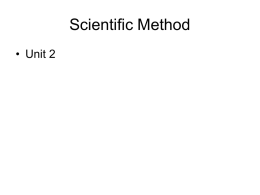 Unit 2 and 3 Scientific Method and Spectrophotometry
