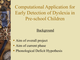 Computational Application for Early Detection of Dyslexia in Pre