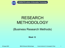 Research Methodology PowerPoint Slides for Week 12
