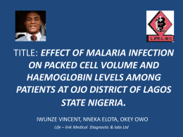 effect of malaria infection on packed cell volume and haemoglobin