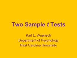 Two-Sample tests - East Carolina University