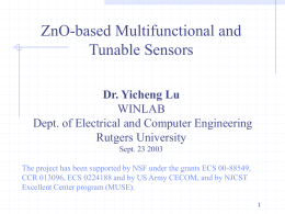 ZnO-based Multifunctional and Tunable Sensors - dimacs