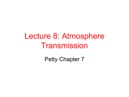 Lecture 8: Atmosphere Transmission