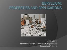 Beryllium: Properties and Applications
