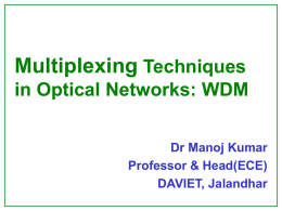 Multiplexing Techniques in Optical Networks: WDM