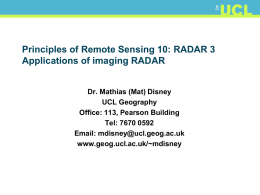 Radar Remote Sensing - UCL Department of Geography