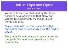 Unit 3: Light and Optics The unit goal: