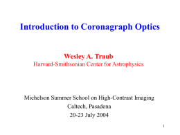 Introduction to Coronagraph Optics - NExScI