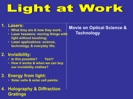 Applications of Light in Science & Technology, Part 1