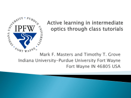 Active learning in intermediate optics through class tutorials and