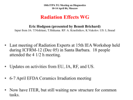 Radiation Effects WG 8th ITPA TG meeting on Diagnostics (14