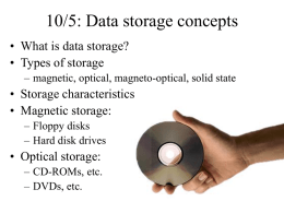 10/8: Data storage concepts