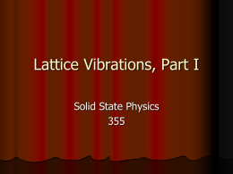 Lattice Vibrations, Part I