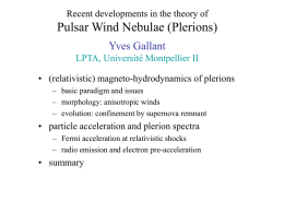 Recent developments in the Theory of Plerions Yves Gallant