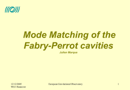 J.Marque: Mode matching of the Virgo FP cavities