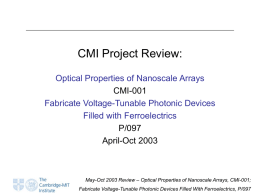 May-Oct 2003 Review – Optical Properties of Nanoscale Arrays, CMI