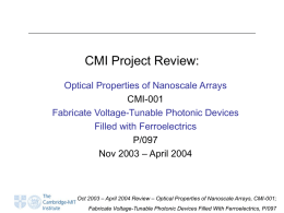 April 2004 Review – Optical Properties of Nanoscale Arrays, CMI-001