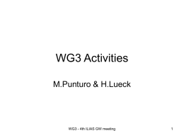 WG3 Activities