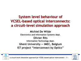 Optical interconnect rationale (2) - Universiteit Gent