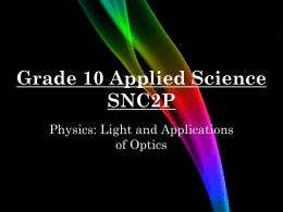 Grade 10 Applied Science SNC2P - Optics-Concept
