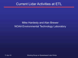 Current Lidar Activities at ETL