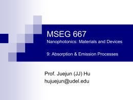 MSEG 667 Prof. Juejun (JJ) Hu  Nanophotonics: Materials and Devices