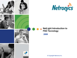 Netronics Introduction to FSO Tecnology