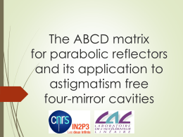 The ABCD matrix for parabolic reflectors and its application to
