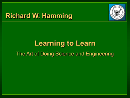 Richard W. Hamming - Learning to Learn