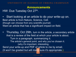 Lecture 17a (10/23/14) Optical Traps III