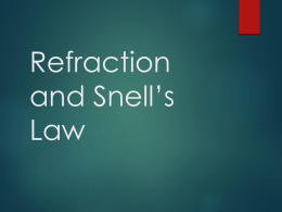 Refraction and Snell`s Law