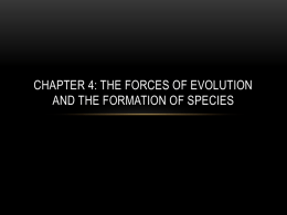 Chapter 4: The Forces of Evolution and the Formation of Species
