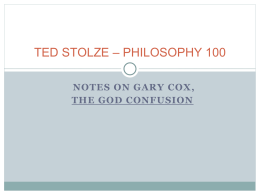 TED STOLZE * PHILOSOPHY 100