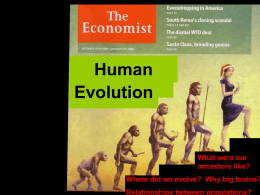 Human Evolution - Department of Zoology, UBC