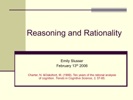 Reasoning and Rationality