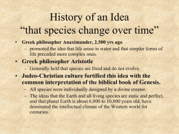 History of an Idea “that species change over time”