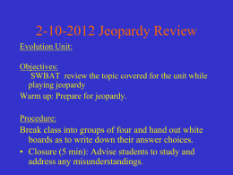 Jeopardy - Scarsdale Schools