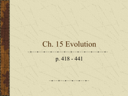 Bio 134, Chapter 15 Notes (Evolution)