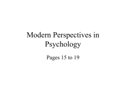 Modern Perspectives in Psychology