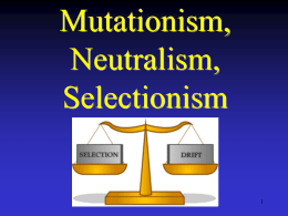 Mutationism, Neutralism, Selectionism