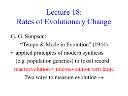 Lecture 18: Rates of Evolutionary Change