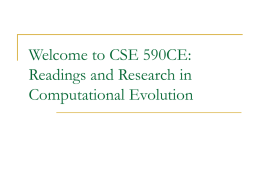 Welcome to CSE 590CE: Readings and Research in Computational