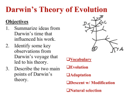 Ch. 14.1: Darwin developed a Theory of Evolution