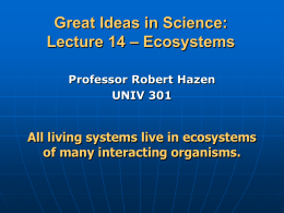 Lecture 14 – Ecosystems