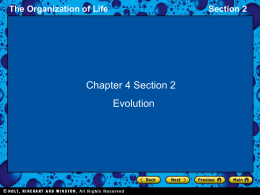 The Organization of Life Section 2 Evolution by Natural Selection