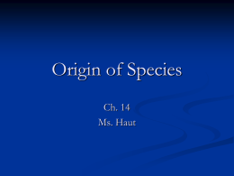 Ch. 14 The Origin of Species