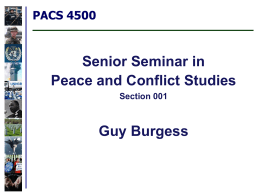 PPT Slides -- January 30 - Peace and Conflict Studies