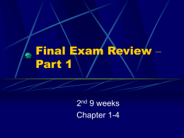 Final Exam Review – Part 1
